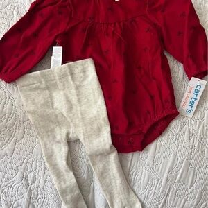 Carter's Red Onesie with Cream Leggings